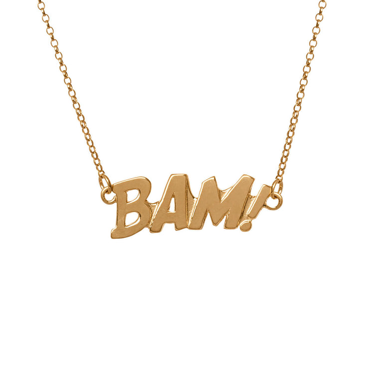 Edge Only BAM Letters Necklace Large in 18ct Gold Vermeil