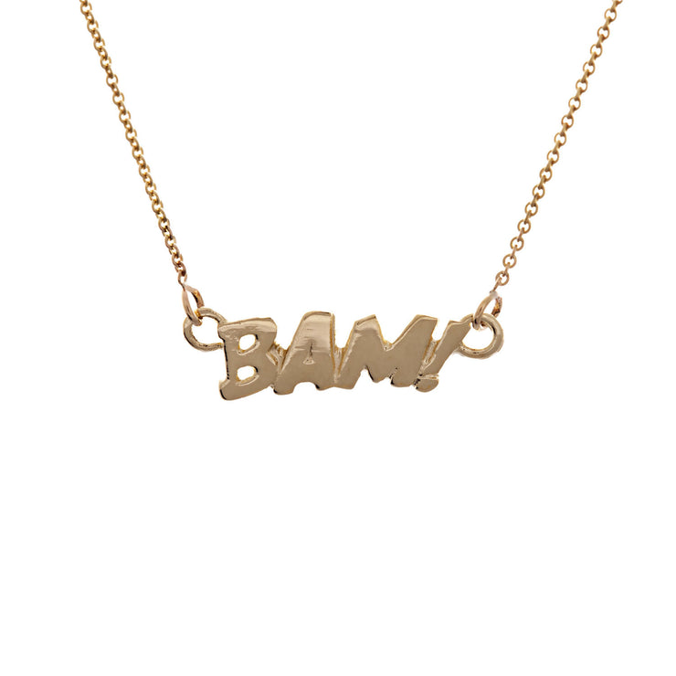 Edge Only BAM Letters Necklace in 14ct Gold
