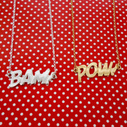 BAM Letters Necklace Large silver POW in gold vermeil