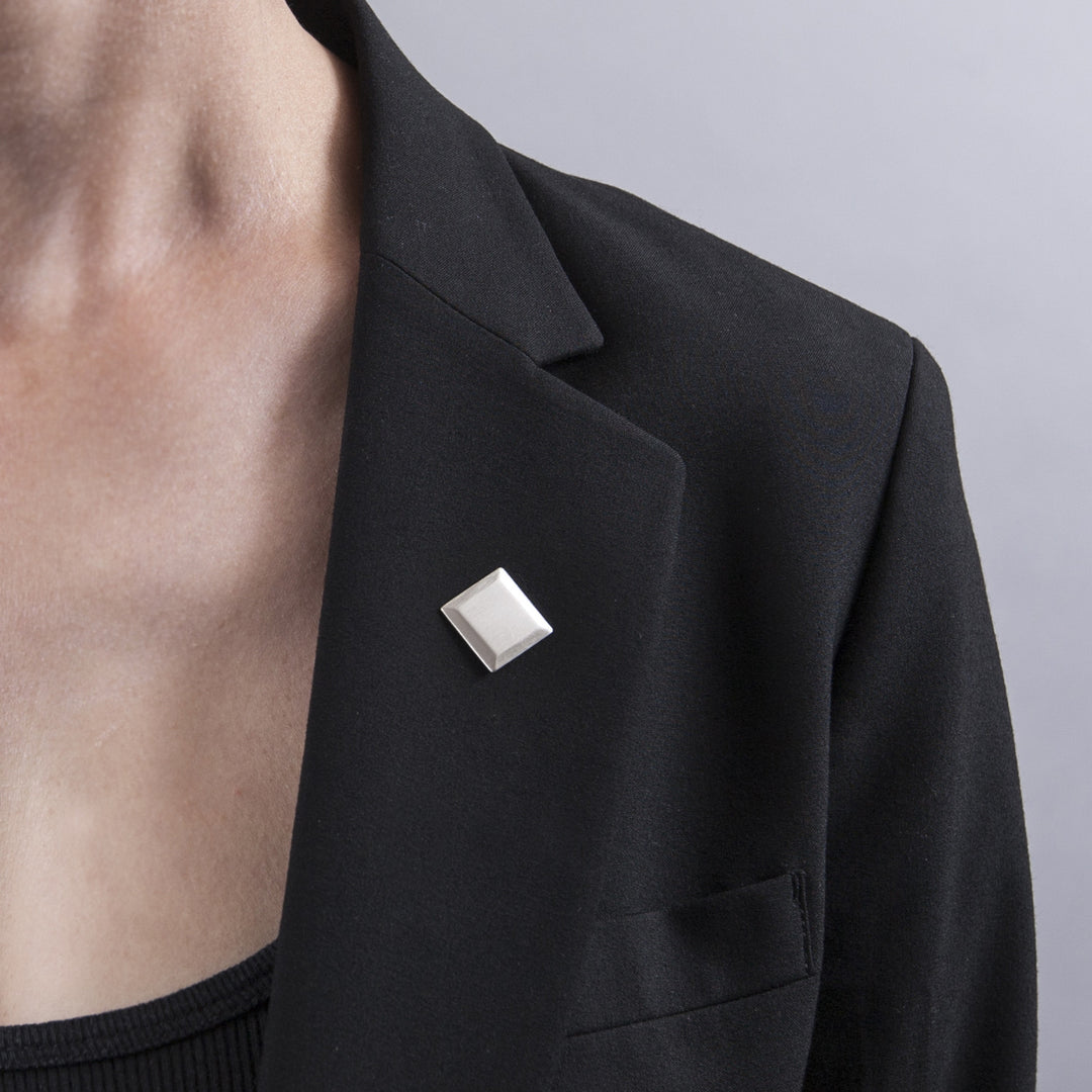 Sterling Silver Bevelled Square Lapel Pin