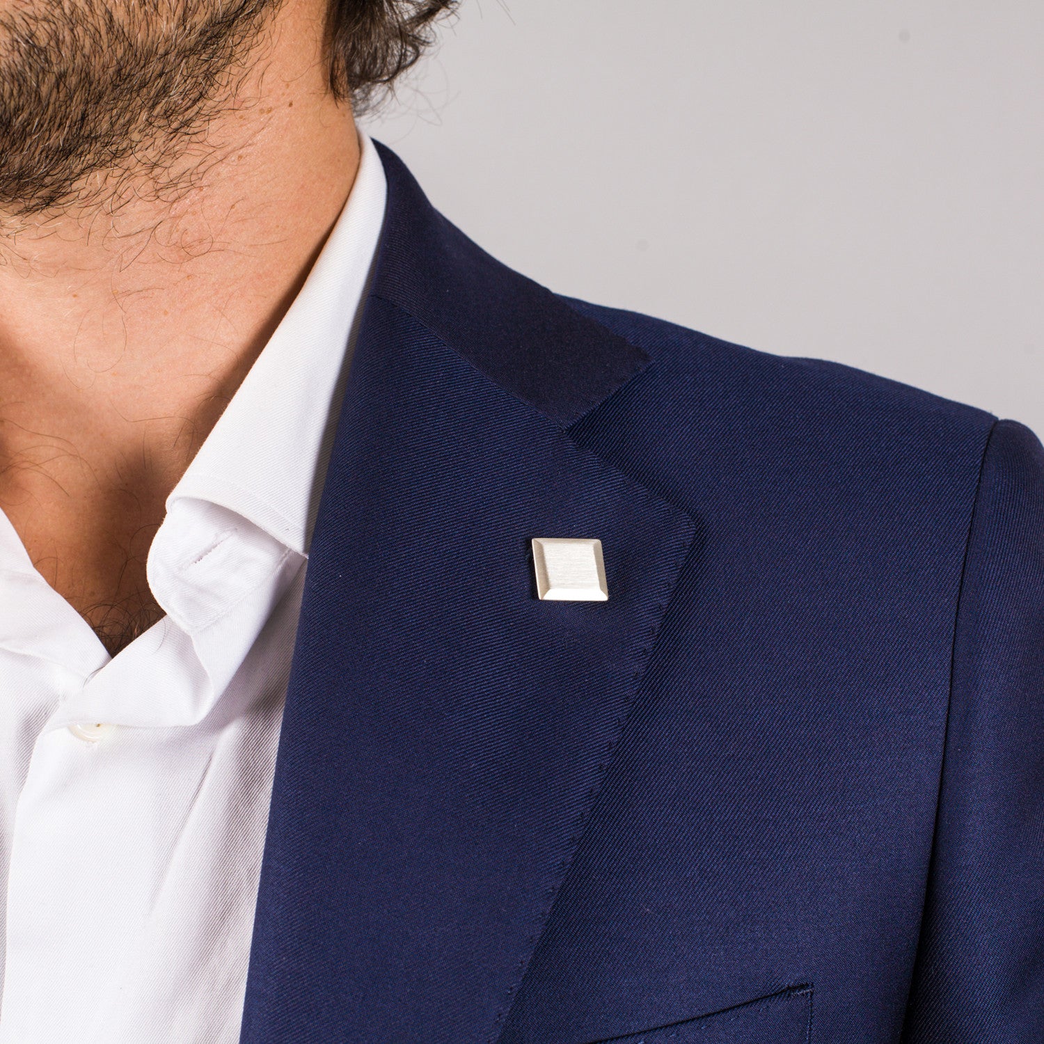 Edge Only Bevelled Square Lapel Pin in Sterling Silver 