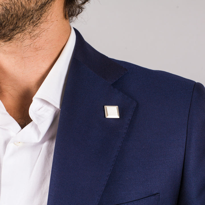 Edge Only Bevelled Square Lapel Pin in Sterling Silver 