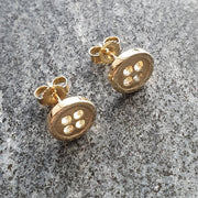 Edge Only Button Earrings in 14 carat gold