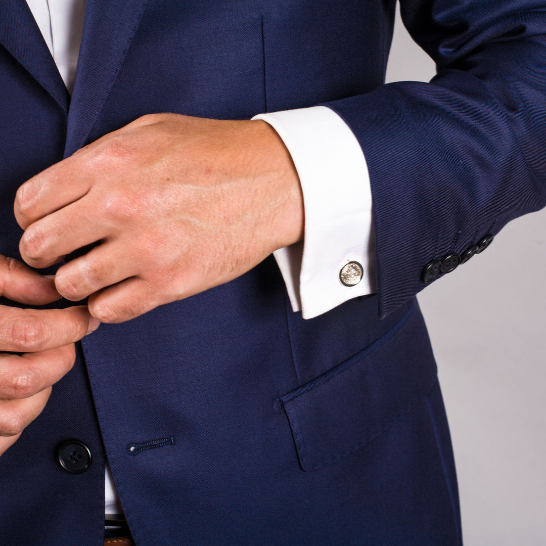 Edge Only Button Cufflinks in Sterling Silver