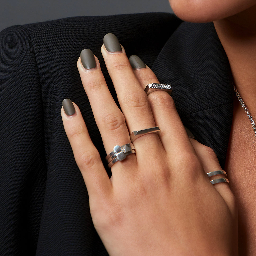 Edge Only Rooftop Ring in platinum and sterling silver