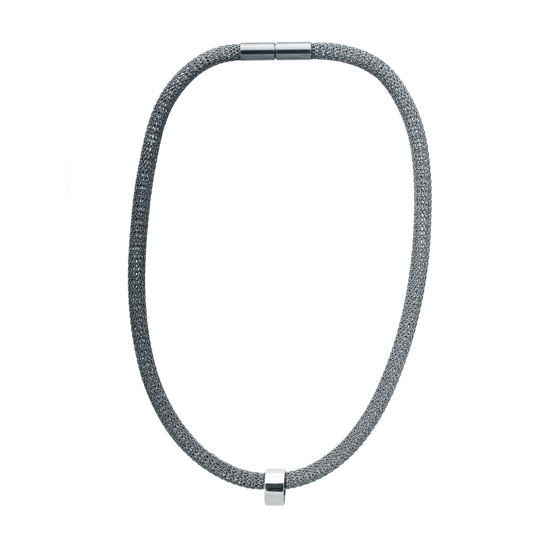 Edge Only Circular Bead Mesh Necklace. Recycled Sterling Silver bead
