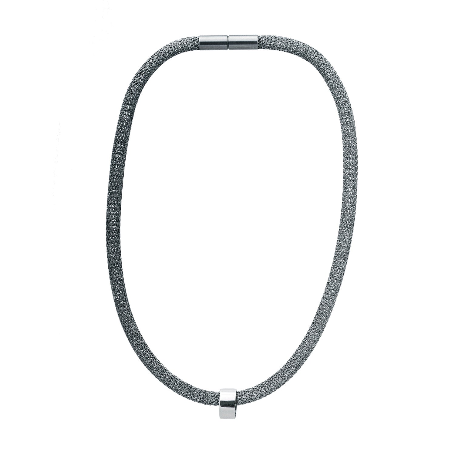 Edge Only Circular Bead Mesh Necklace. Recycled Sterling Silver bead