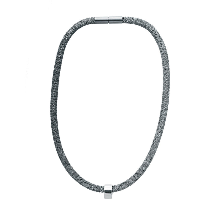 Edge Only Circular Bead Mesh Necklace. Recycled Sterling Silver bead