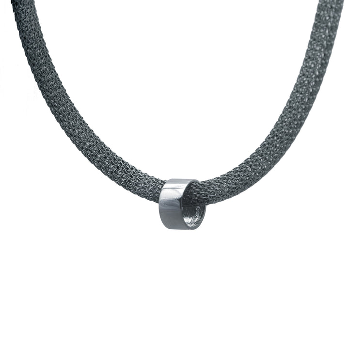 Edge Only Circular Bead Mesh Necklace in Sterling Silver
