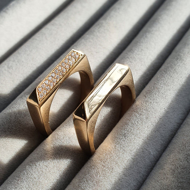 Edge Only Rooftop Rings wedding bands in 14 carat gold