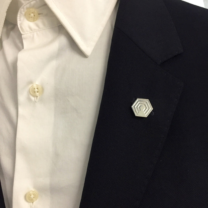 EOxLH Hexagon Lapel Pin in sterling silver