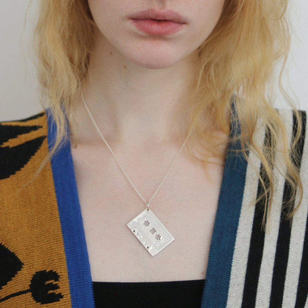 Electronic Sheep X Edge Only Mixed Tape Pendant in sterling silver