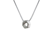 Edge Only Hex Nut Pendant Tiny in Sterling Silver 