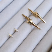 Edge Only 14ct gold Tiny Lightning Bolts and 3D Pointed Lightning Bolts