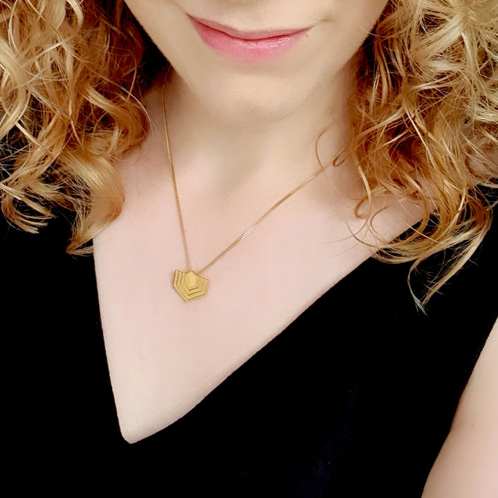 Edge Only Hexagon Pendant in 18ct gold vermeil EOxLH