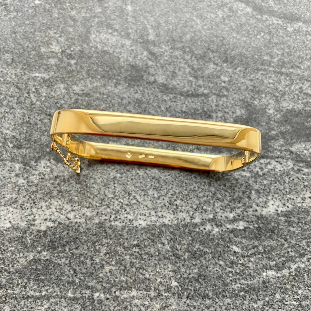Edge Only Hinged Rectangular Bangle 18ct gold vermeil