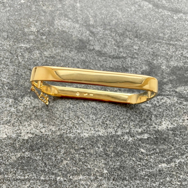 Edge Only Hinged Rectangular Bangle 18ct gold vermeil