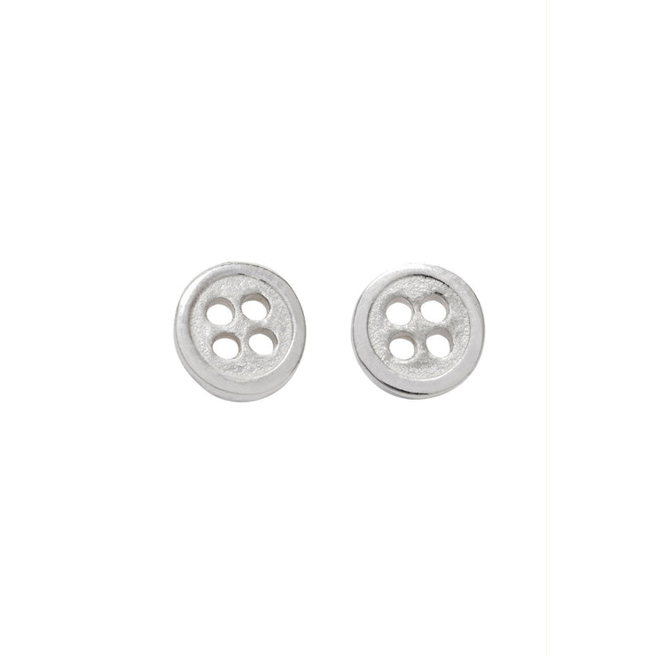 Button Earrings in Sterling Silver