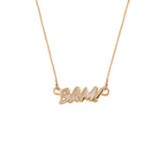 Edge Only BAM! Letters Necklace 14 carat gold with diamond