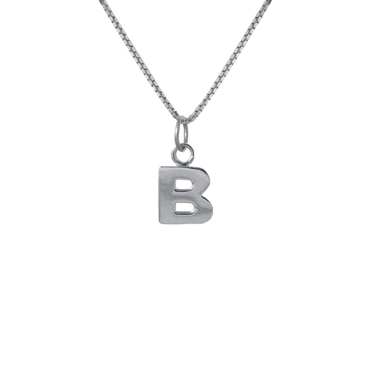 Edge Only B Letter Pendant in sterling silver