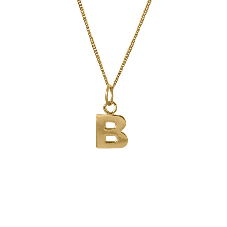 Edge Only B Letter Pendant in 18ct gold vermeil