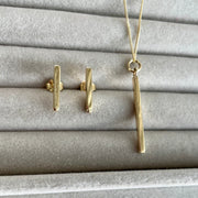 Edge Only Bar Earrings and Bar Pendant in recycled 9ct carat gold