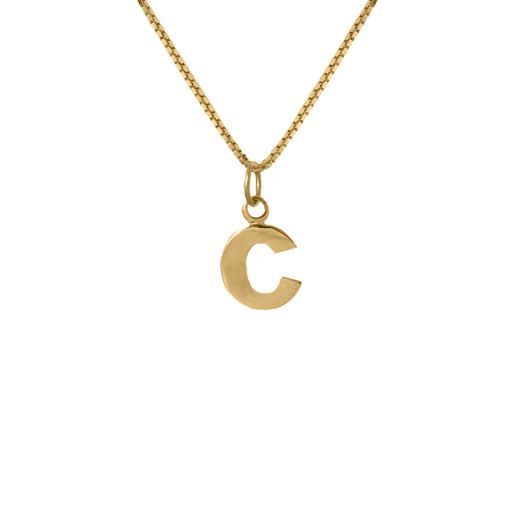 Edge Only Men's C Letter Pendant in 18ct gold vermeil box chain