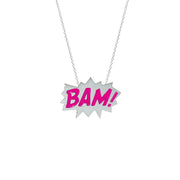 Edge Only Colour Pop BAM Pendant Pink enamel  in Sterling Silver