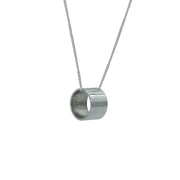 Edge Only Cylinder Bead Pendant long in recycled sterling silver