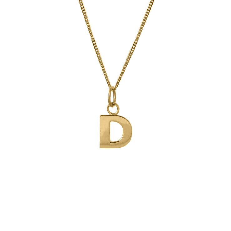Edge Only D Letter Pendant in 18ct gold vermeil