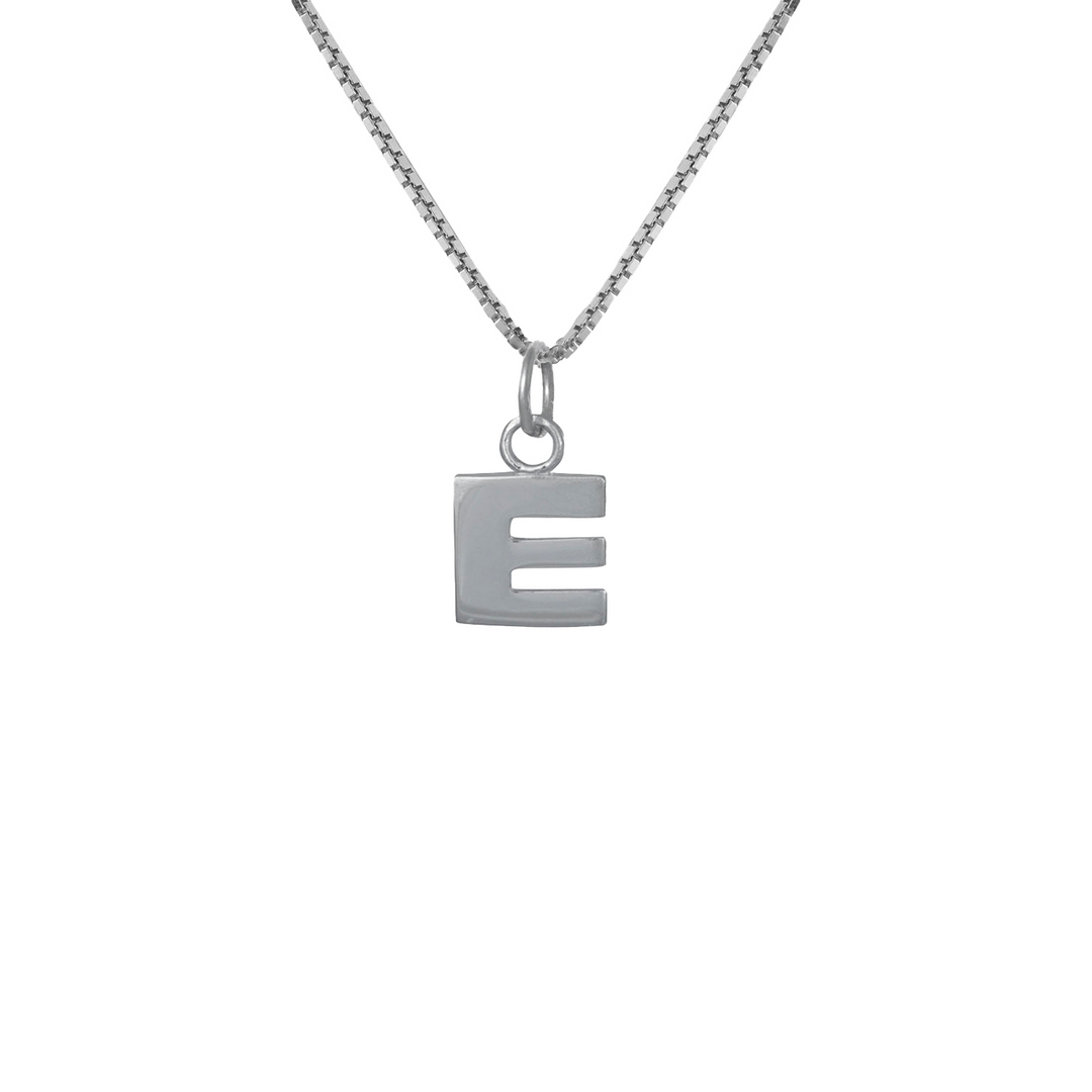 Edge Only E Letter Pendant in sterling silver