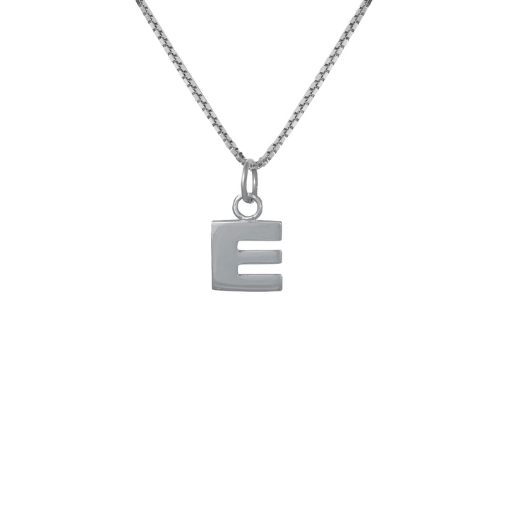 Edge Only E Letter Pendant in sterling silver