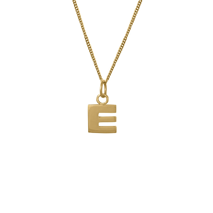 Edge Only E Letter Pendant in 18ct gold vermeil