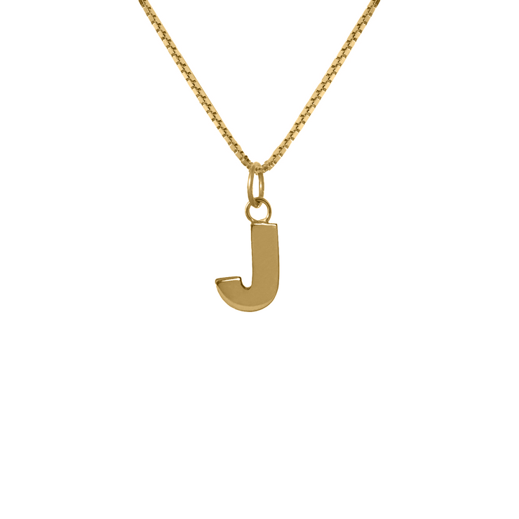Edge Only Men's J Letter Pendant in 18ct gold vermeil box chain
