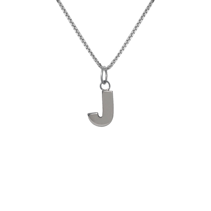 Edge Only J Letter Pendant in sterling silver