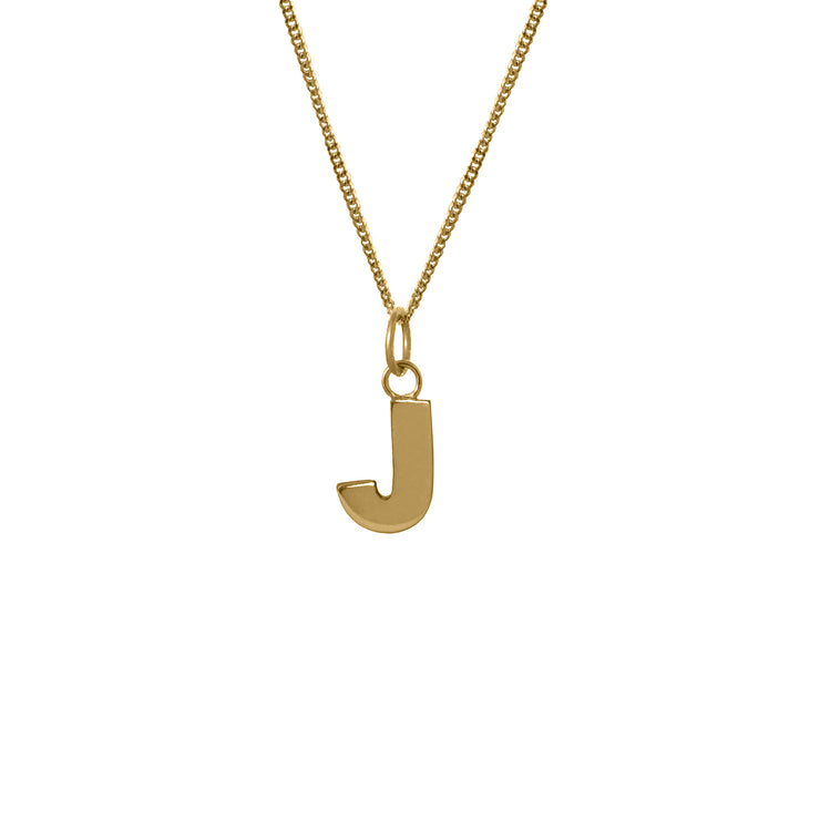 Edge Only J Letter Pendant in 18ct gold vermeil