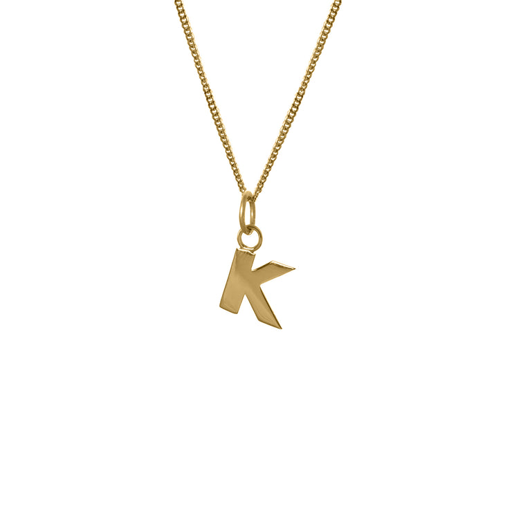Edge Only K Letter Pendant in 18ct gold vermeil