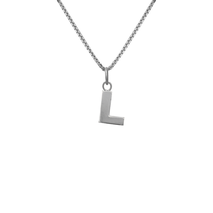 Edge Only L Letter Pendant in sterling silver