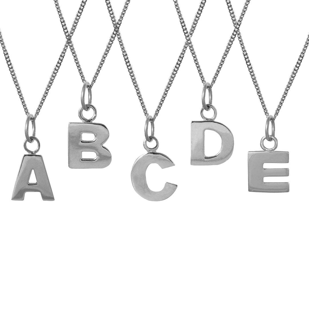 Edge Only A B C D E Letter Pendants in sterling silver