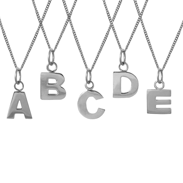 Edge Only A B C D E Letter Pendants in sterling silver