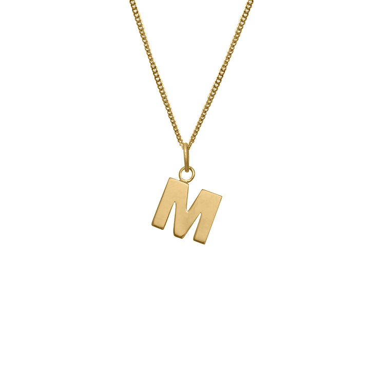 Edge Only M Letter Pendant in 18ct gold vermeil