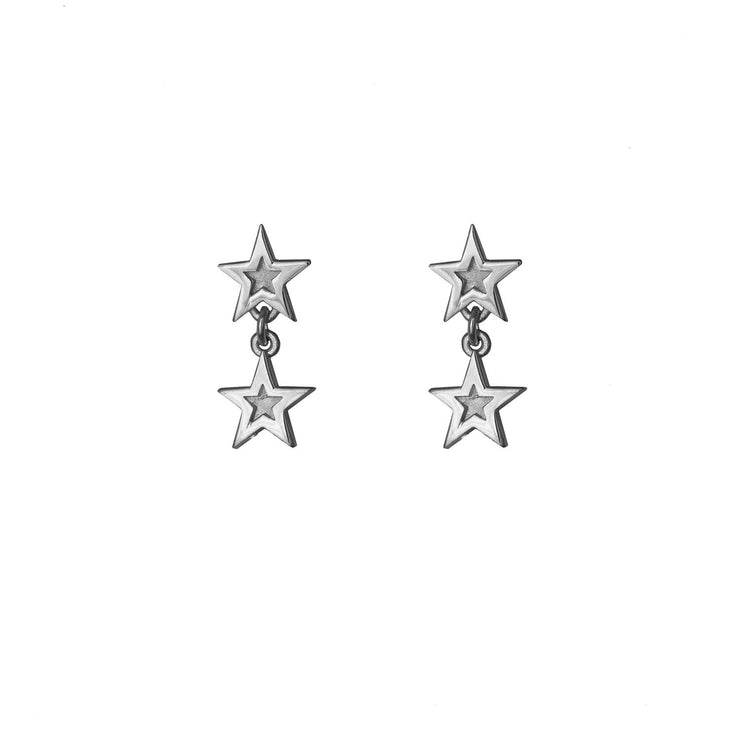 Edge Only Megastar 2 Star Drop Earrings in sterling silver