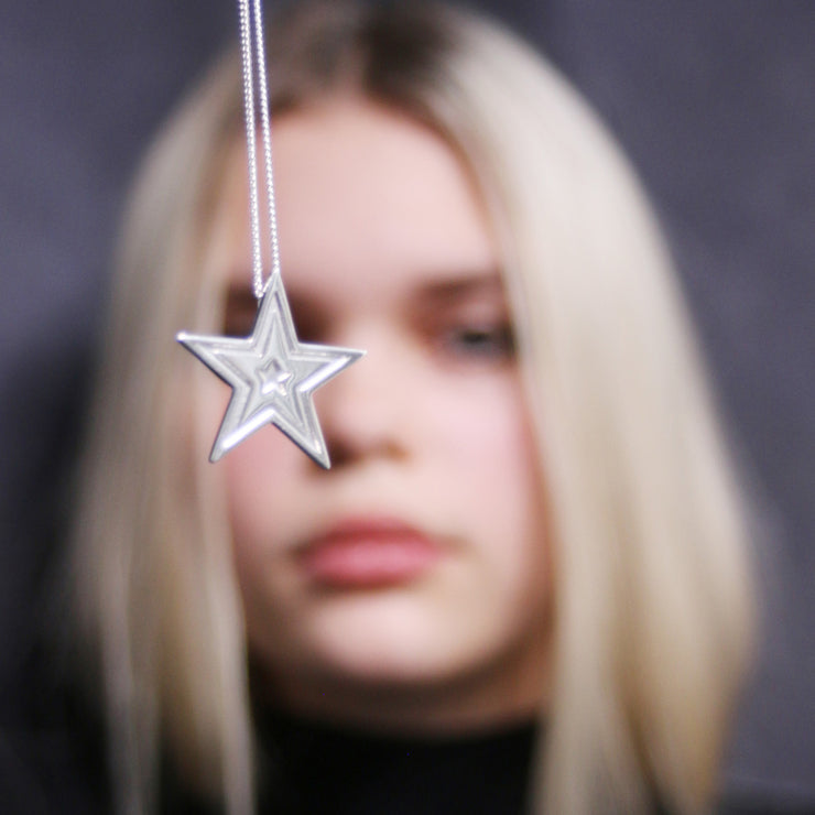 Edge Only Megastar Pendant and Star pendant in sterling silver