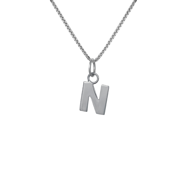 Edge Only N Letter Pendant in sterling silver