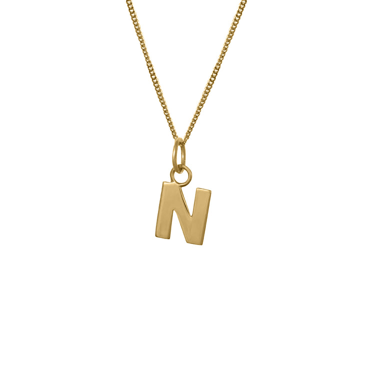 Edge Only N Letter Pendant in 18ct gold vermeil