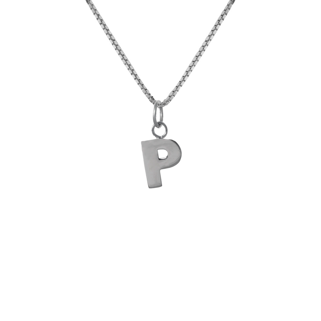 Edge Only P Letter Pendant in sterling silver