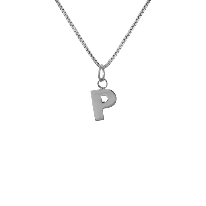 Edge Only P Letter Pendant in sterling silver