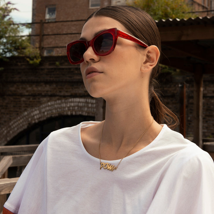 Edge Only POW Letters Necklace in 18ct gold vermeil
