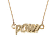 Edge Only POW! Letters Necklace 14 carat gold with diamond