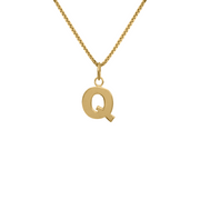 Edge Only Men's Q Letter Pendant in 18ct gold vermeil box chain